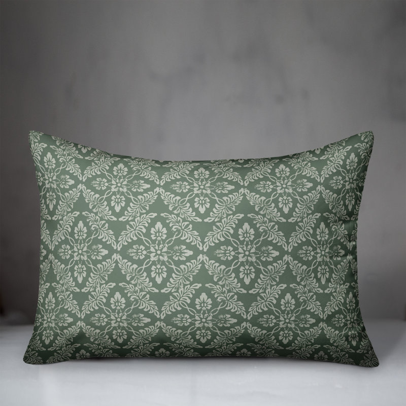 Amsden Outdoor Reversible Throw Pillow, White, Floral 1