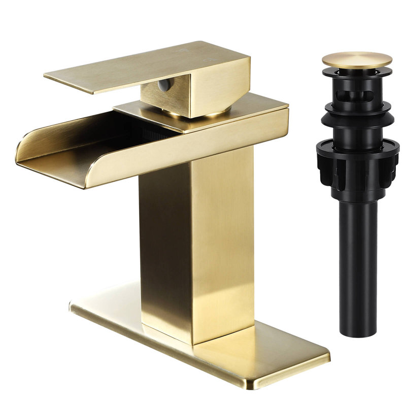 Robinet de salle de bain monocorps et monocommande, Or brossé
