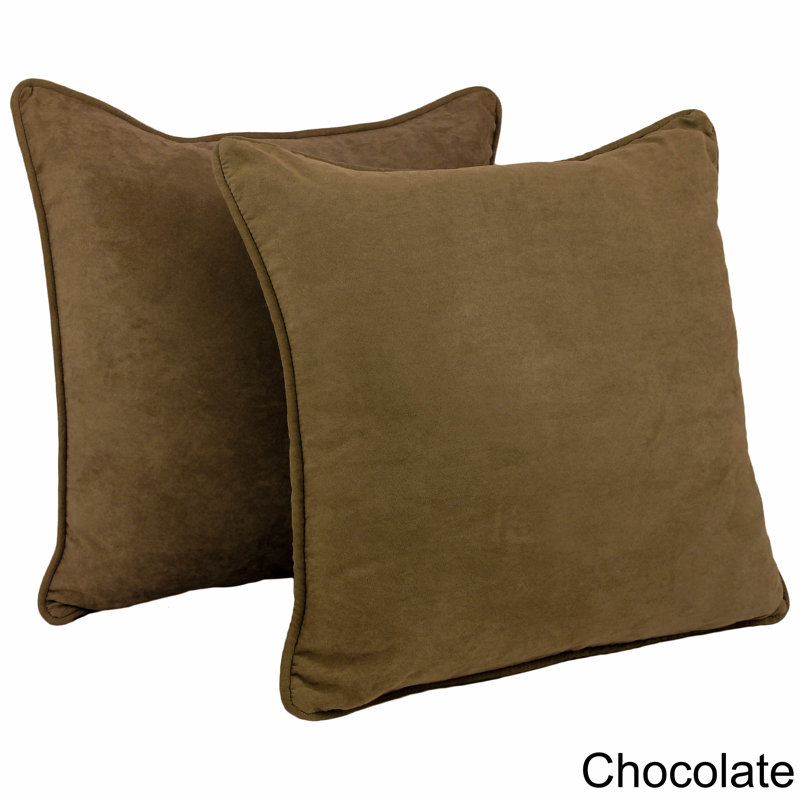 Jacquard Square Microsuede Pillow Cover & Insert, Chocolate