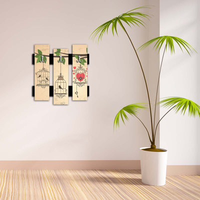 Portemanteau mural à 3 crochets Kempst - beige / vert / noir