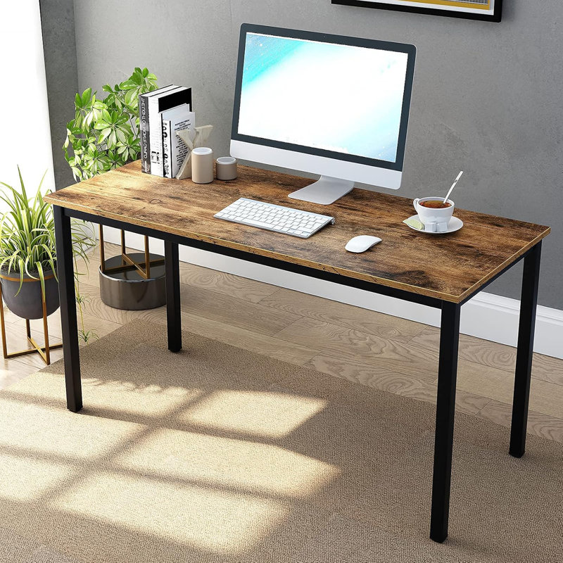 Sturdy Modern Computer Desk For Home Office, Durable Writing Table With Spacious Workstation And Easy Assembly, Brown/Black
