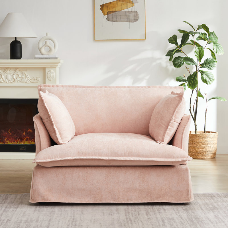Fauteuil d'appoint surdimensionné avec charge à deux ports, Rose