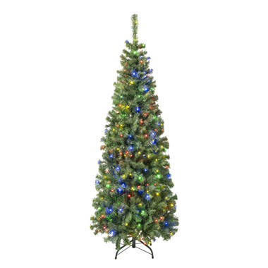 Polygroup Trading Ltd Home Heritage 9 Ft Pencil Pine Prelit Artificial  Christmas Tree, 500 RGB Lights