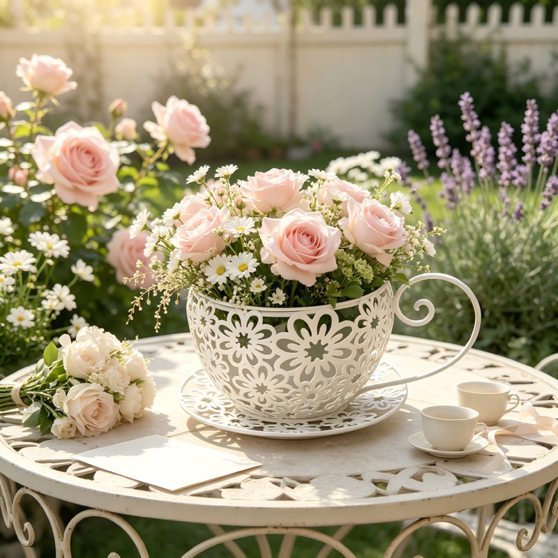 Pot à fleurs en métal, White
