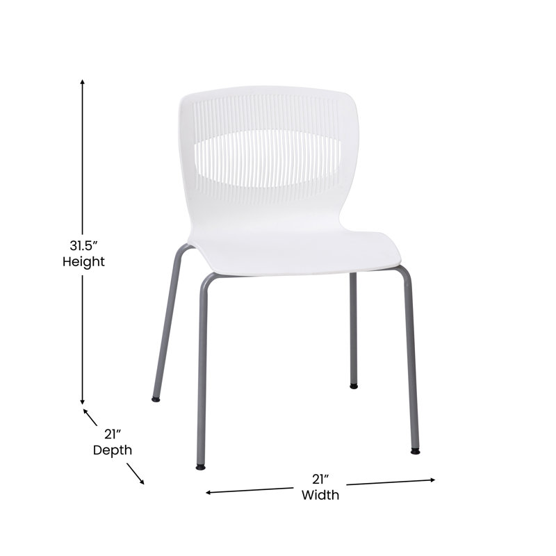 White Armless Metal Stacking Reception Chairs, Set of 5