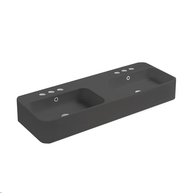 Cosa 47.2'' L Bathroom Sink, Matte Black, Three Holes