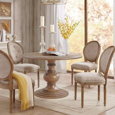 Round Pedestal Dining Table 46" Dia Reclaimed Wood (Only Table)