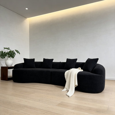 Curved Boneless Sofa,110'' Modular Sofa With Curved Backrest, No Assembly Required