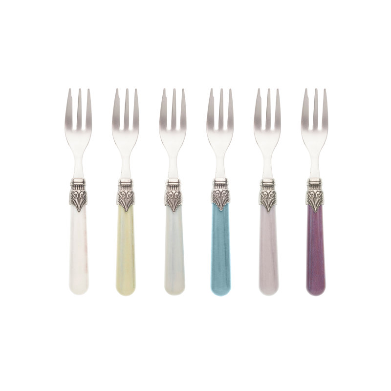 Garlough Stainless Steel Salad / Dessert Fork, Cream/Blue/Purple