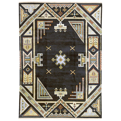 High-Quality Hand-Knotted Black Area Rug