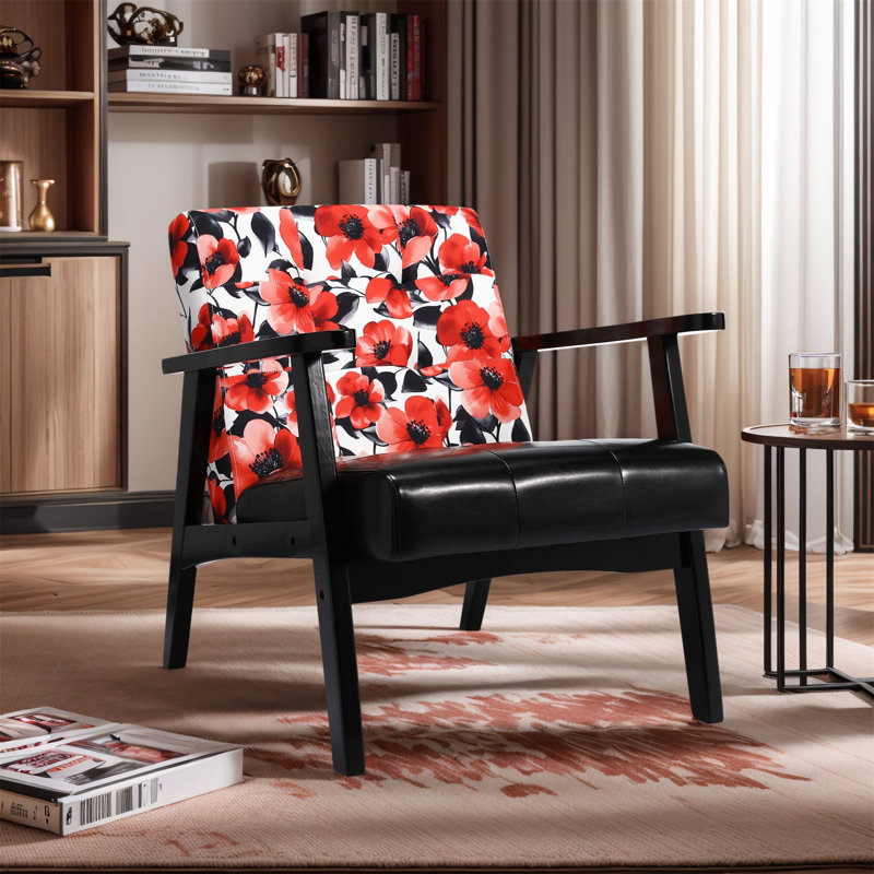 Deveral Faux Leather Armchair, Red Floral, Floral