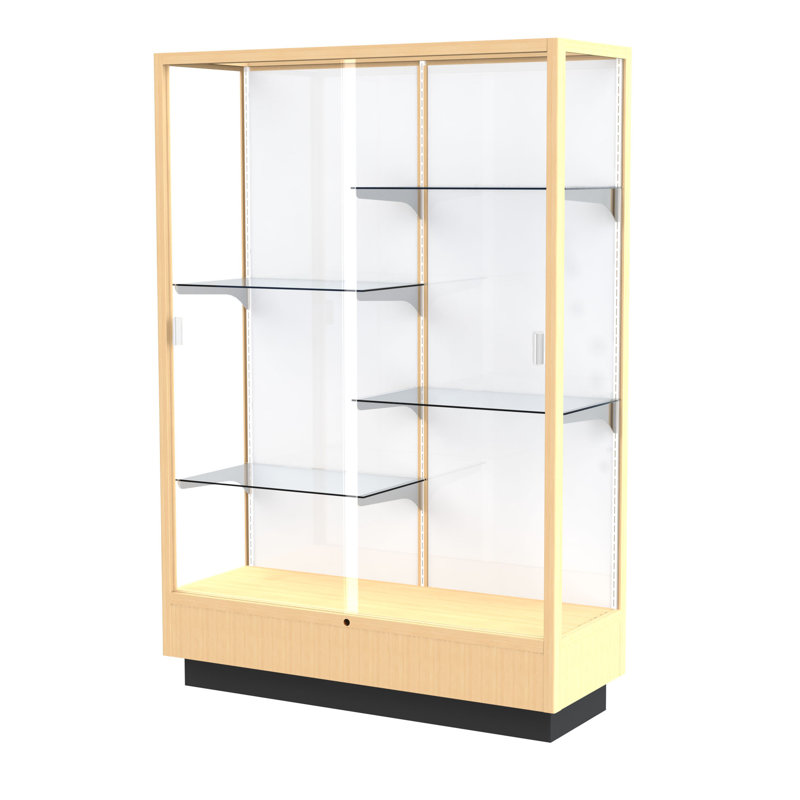 Présentoir à trophées en bois H 70 po x l 48 po Heritage Series fabriqué aux États-Unis, Érable miel, Laminé blanc