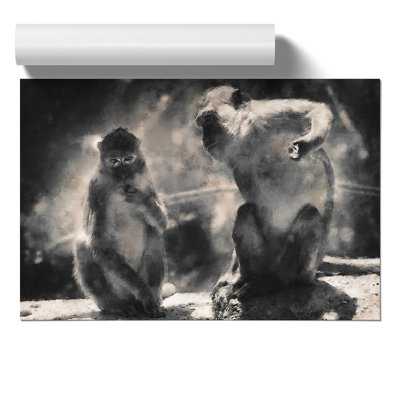 Mountain Monkeys Painting - Frameless Print