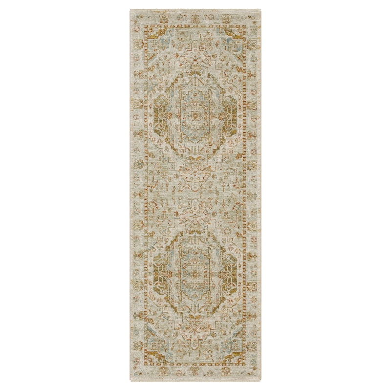 Kumra Cream Traditional Ornamental Area Rug, Runner 2'7" x 7'3"