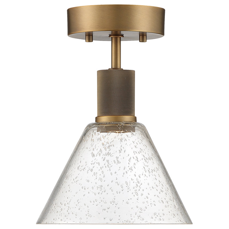 Southglenn Glass Semi Flush Mount, Antique Brushed Brass