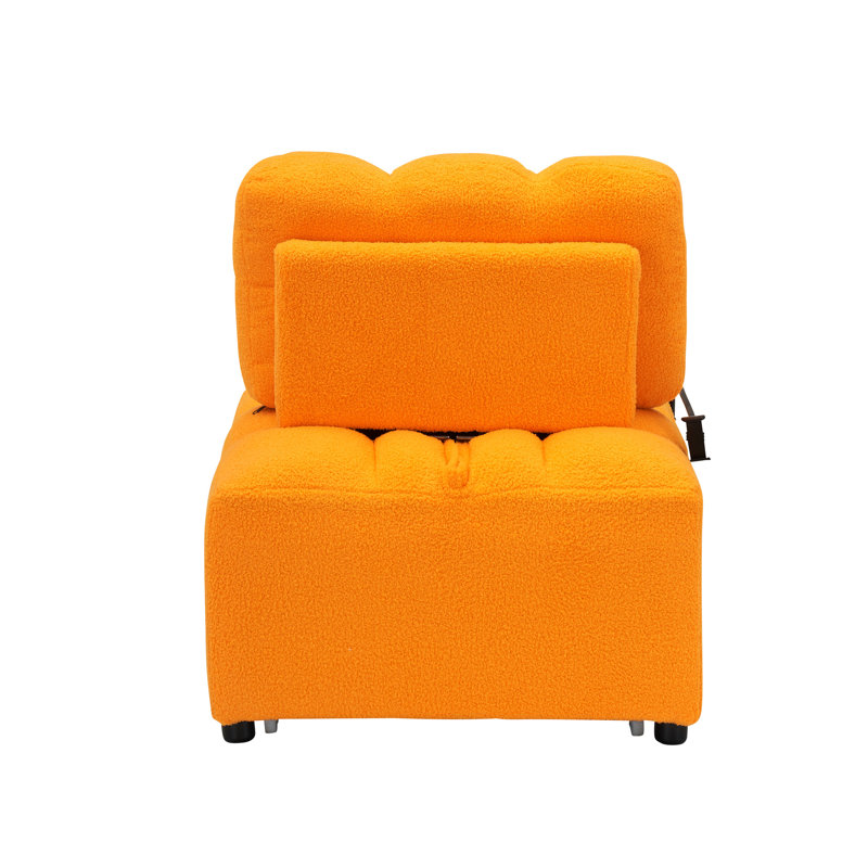 Lit convertible de 40 pouces de long en tissu orange pour un lit relaxant et confortable