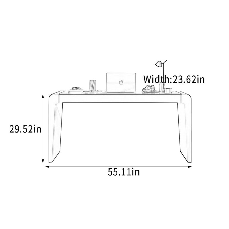 Saddle Leather Wrapped Desk with Smart Socket, 29.52" H x 55.11" W x 23.62" D