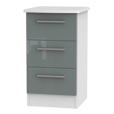 Fully Assembled Yvette 3 Drawer Bedside Table