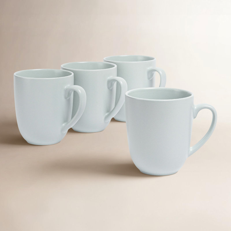 over&back Coupe Semi-Matte Hand-Finished Stoneware Mugs, Blue