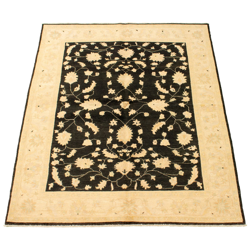 Tapis décoratif en laine noué à la main de conception unique 5 pi 8 po x 7 pi 8 po new age chobi