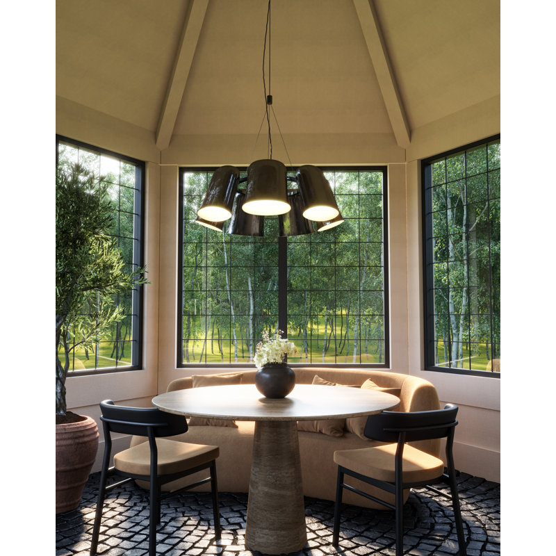 Bell 20-In Chandelier, Glossy Black, Black