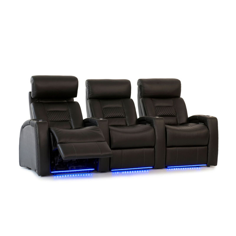 Rangée de sièges de cinéma Diamond Stitch (rangée de 3), Onyx Smartsuede