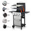 Barbecue au propane à 3 brûleurs, SS Plancha, sortie 36900BTU avec grilles de cuisson en émail pour barbecue, table d'appoint pliable, panier suspendu, acier inoxydable-2063417938