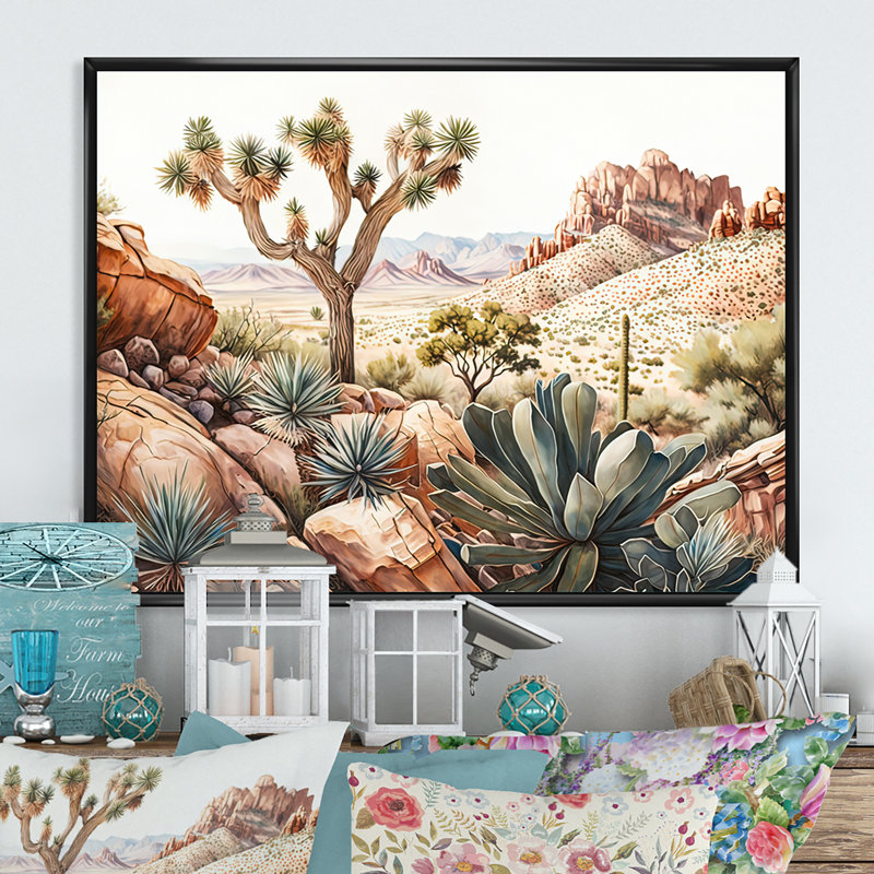 Désert, art mural sur toile, Arizona, H 12 po x l 20 po x P 1 po, Toile avec cadre flottant noir