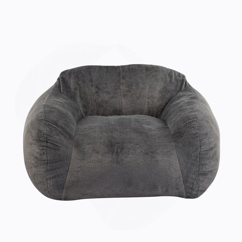 Fauteuil à billes d'intérieur, fausse fourrure grise