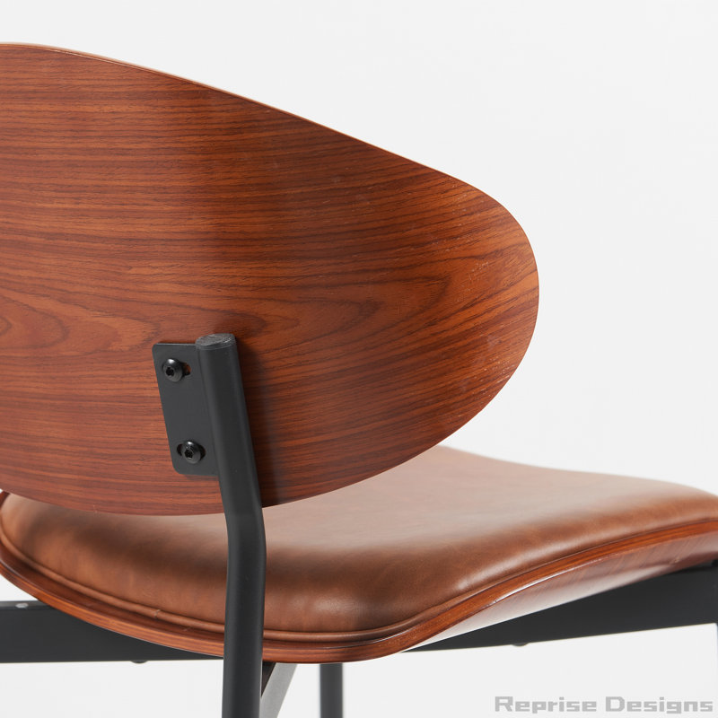 Ensemble de 2 chaises de salle à manger de style Mid-Century moderne avec pieds en métal mat, Orange