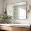 Miroir de salle de bain rectangulaire arrondi moderne Inse | Cadre en acier inoxydable-751417628-751417639