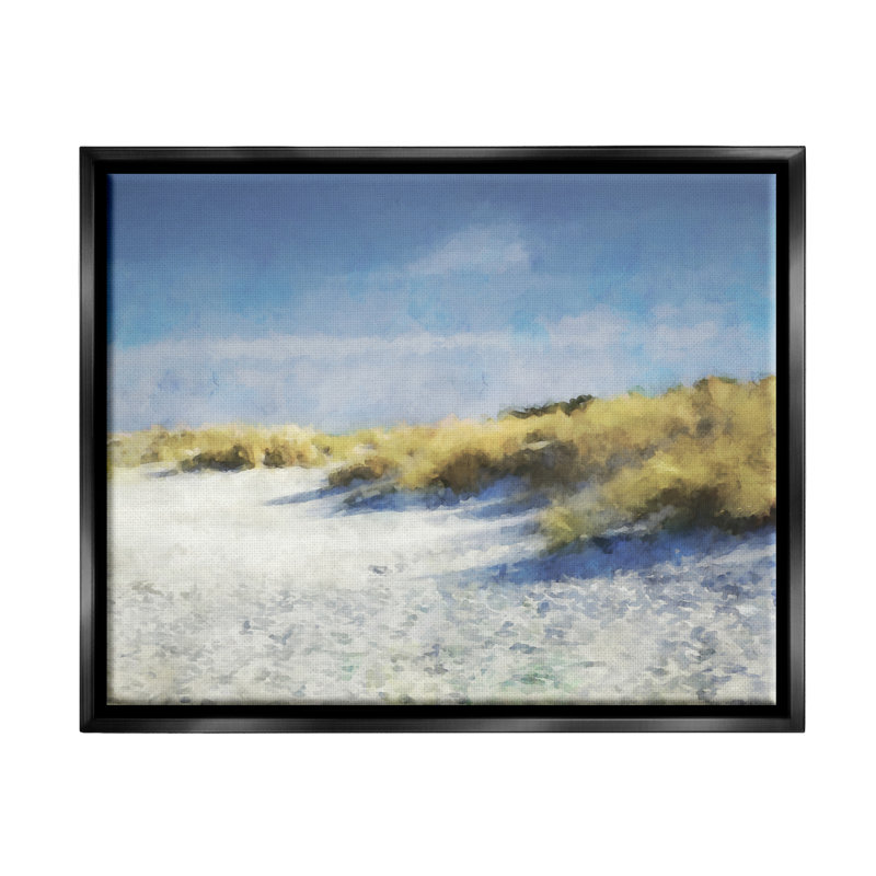 «Beach Reeds» par Kim Curationa, Cadre flottant noir de jais, H 17 po x l 21 po x P 1,7 po