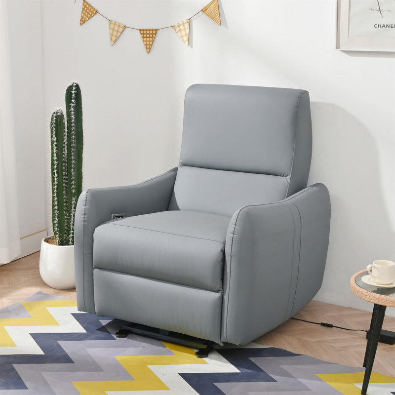 Fauteuil inclinable électrique zéro charge avec recharge USB et Type-C, Bleu gris