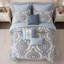 De lit double / grand, ensemble d'édredon en jacquard chenille bleu