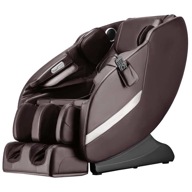 Fauteuil de massage chauffant inclinable en similicuir à largeur réglable et chauffant, Brun