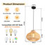 Rattan Pendant Light, Natural Wicker Shade, Iron Frame, Adjustable Height, E27 Socket, 48 Cm Diameter, For Dining Room Living Room (Bulb Not Included)