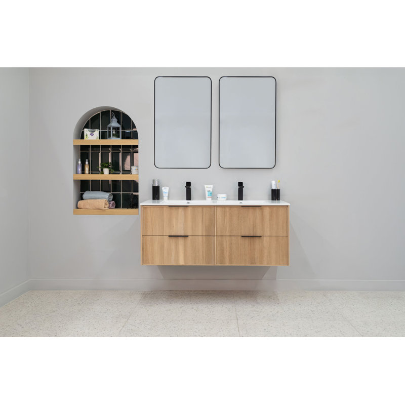 Meuble-lavabo 48 po avec lavabo en porcelaine intégré Celeste, Chêne