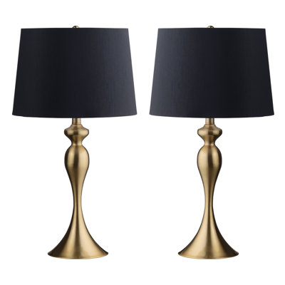 Ensemble de 2 lampes de table en acier de 25,5 po avec abat-jour en lin