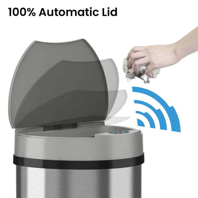 Stainless Steel Motion Sensor Kitchen Trash Can - 13 Gallons