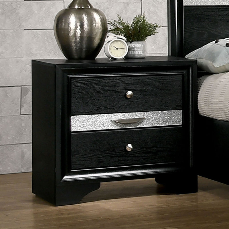 Stjean 26'' W Solid Wood Nightstand, Black