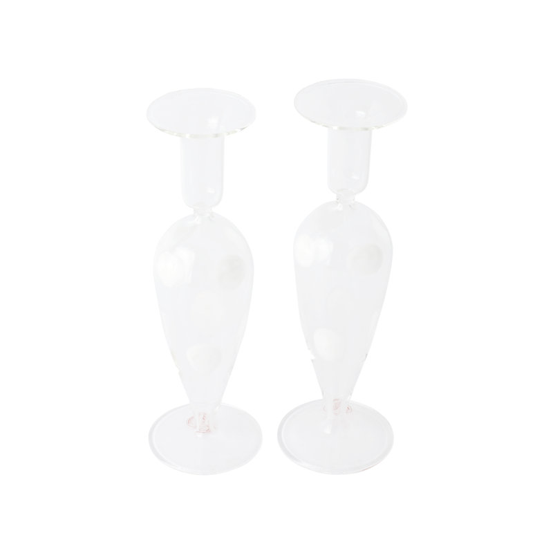 Drop Candlestick, White/Clear