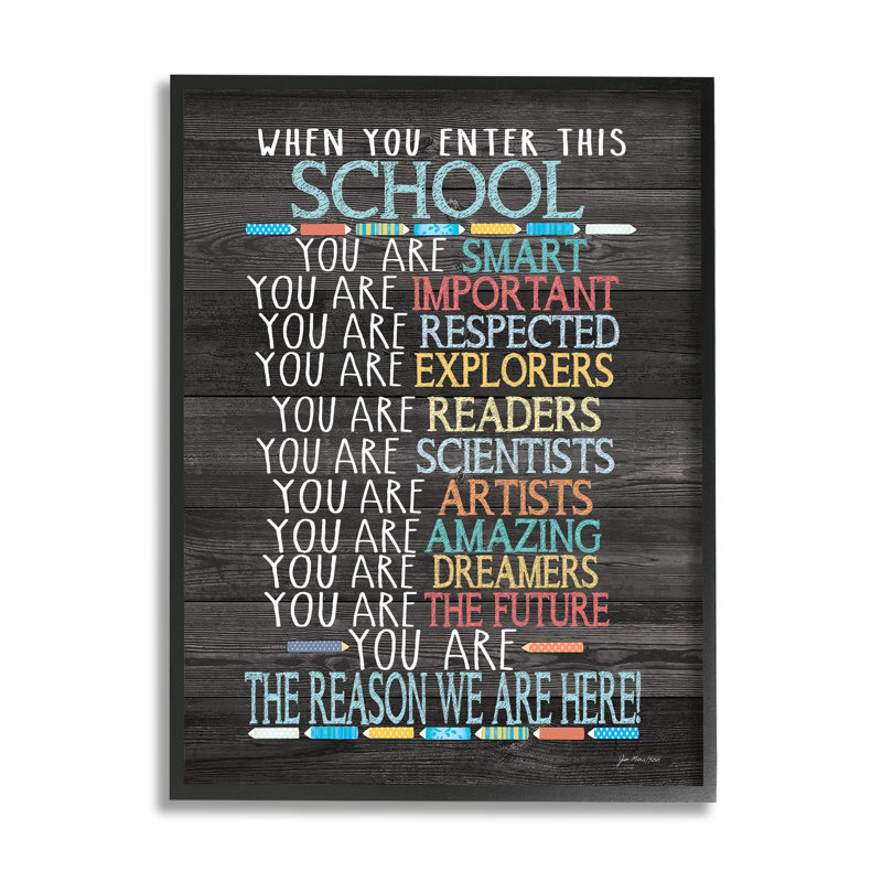 Quand vous entrez dans cette liste d'école par Jo Moulton - impression, Giclée encadrée noir minuit