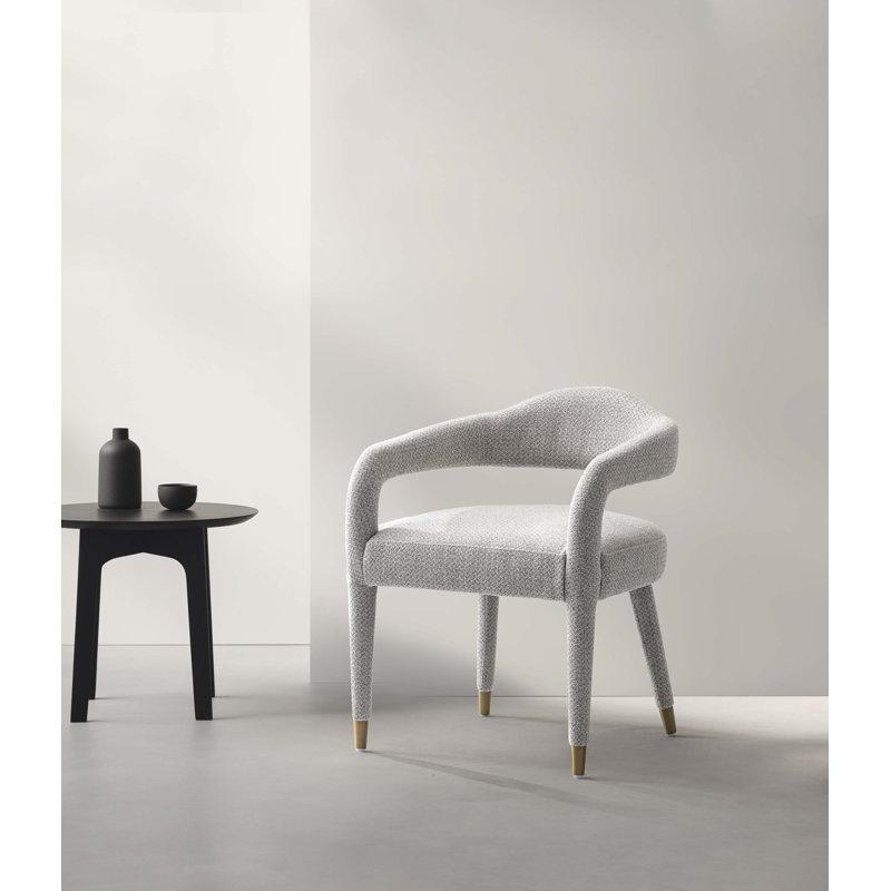 Fauteuil de salle à manger rembourré en tweed Aspen, Poussière dorée
