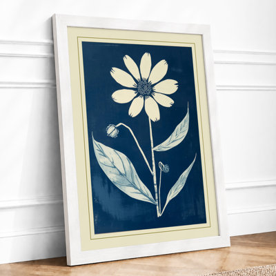 Pale Bloom On Navy Botanical - Print
