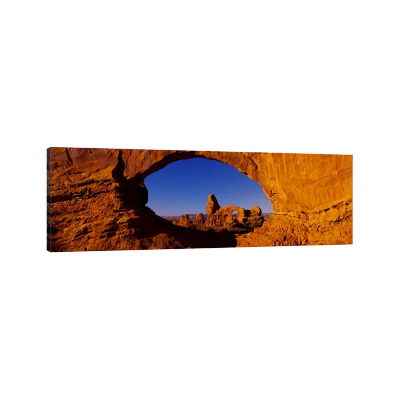 Natural Arch On A Landscape, Arches National Park, Utah, USA - Wrapped Canvas Panoramic Print