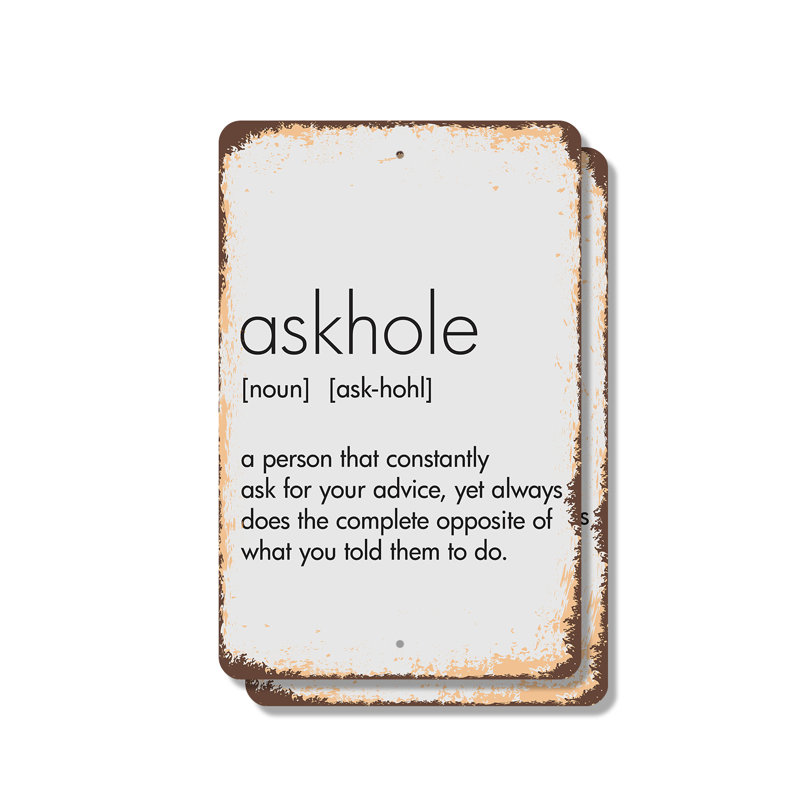 AskHole personne demande des conseils (paquet de 2) en plastique 8 pouces x 12 pouces