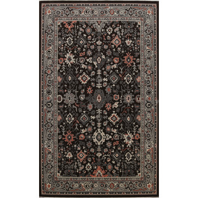 Tapis oriental en laine noir / gris