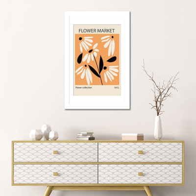 «Retro Flower Market Design», reproduction d'art sur papier encadré