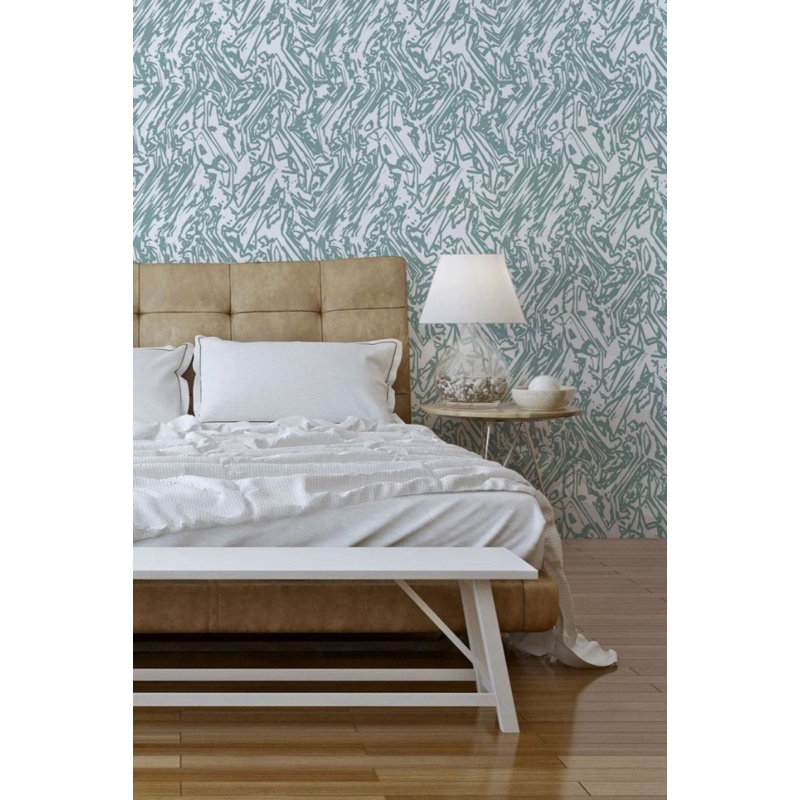The Blush Label Marble Premium Matte 10' L x 24" W Wallpaper Roll, Paper, Non-pasted, Teal