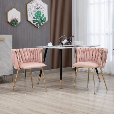Chaises de salle à manger rembourrées en velours capitonné 2 pièces Gabrel
